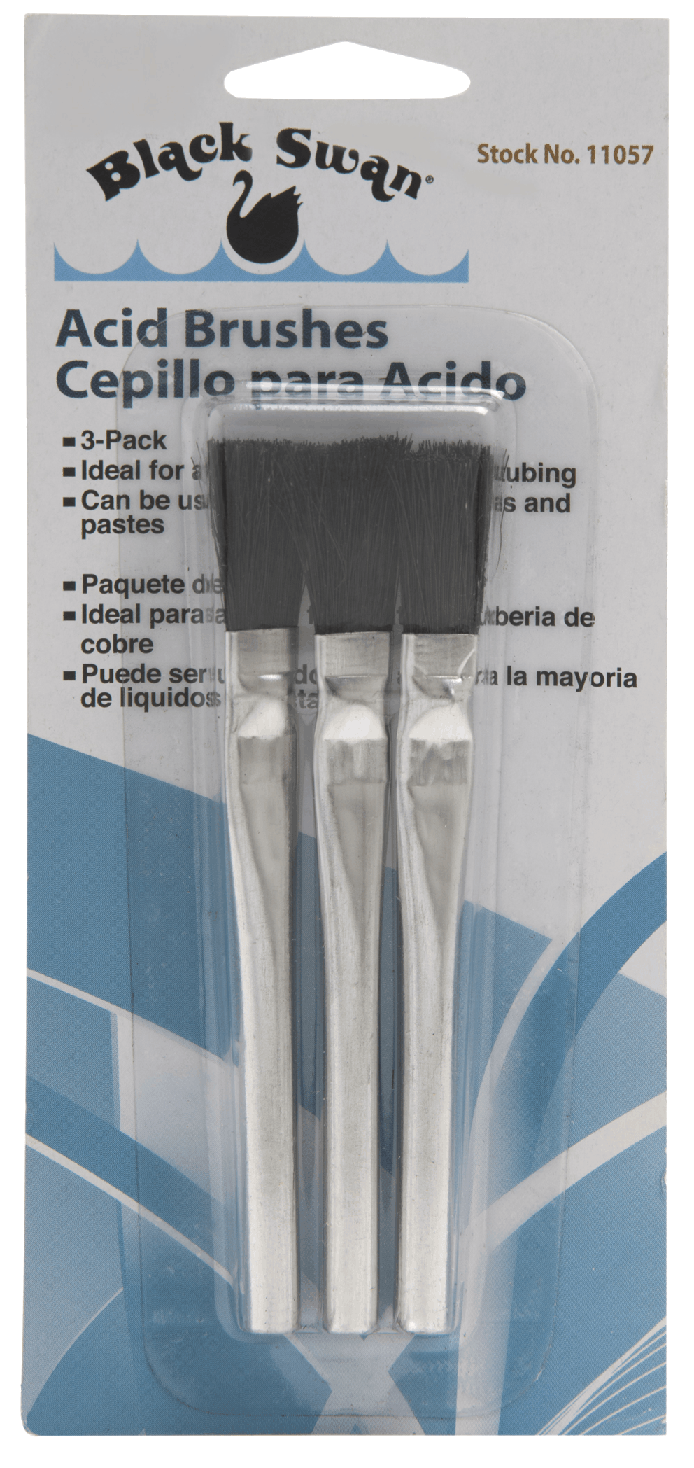 BLACK SWAN MANUFACTURING Flux Brushes - 3 Pak, Carded