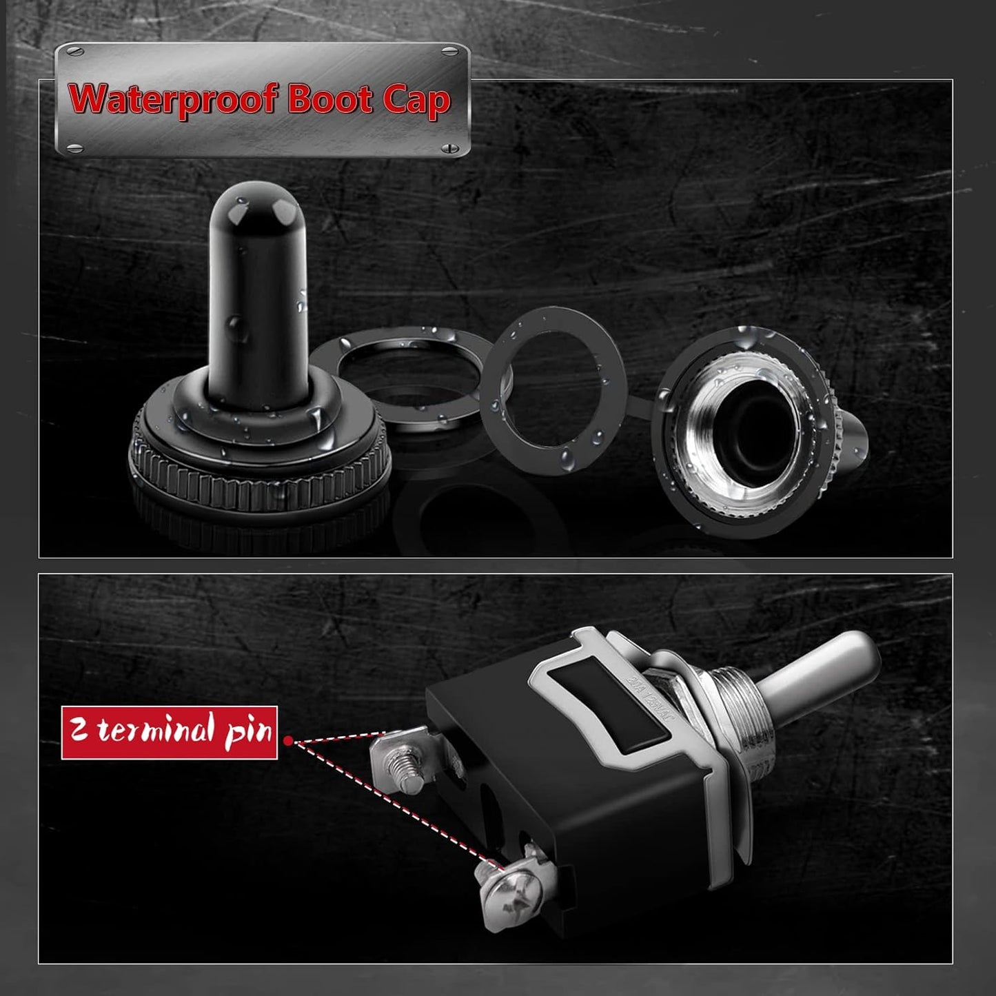 Toggle Switch 2 Pin ON Off 20A Heavy Duty Waterproof