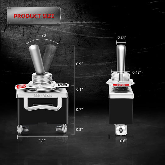 Toggle Switch 2 Pin ON Off 20A Heavy Duty Waterproof