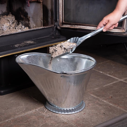 CORRUGATED STEEL GALVANIZED FIREPLACE COAL HOD BUCKET PAIL