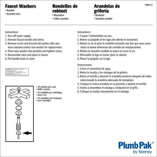Plumb Pak PP805-21 Faucet Beveled Washer And Screw Assorted