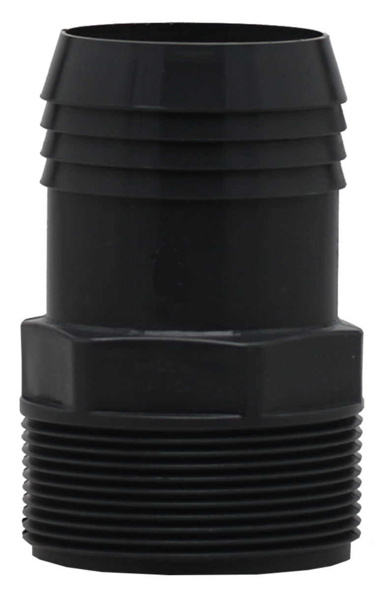 PVC 1-1/2" HOSE BARB-THREADED ADAPTER BLACK