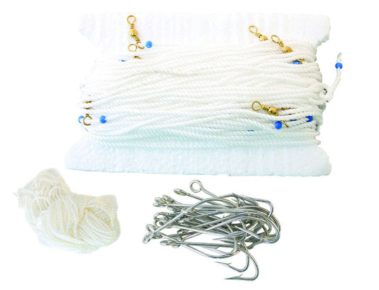 H&H FLOATING TROT LINE 100FT WITH 25 HOOKS AND SWIVELS