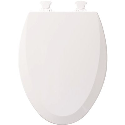 Elongated Closed Front White Plastic Standard Toilet Seat