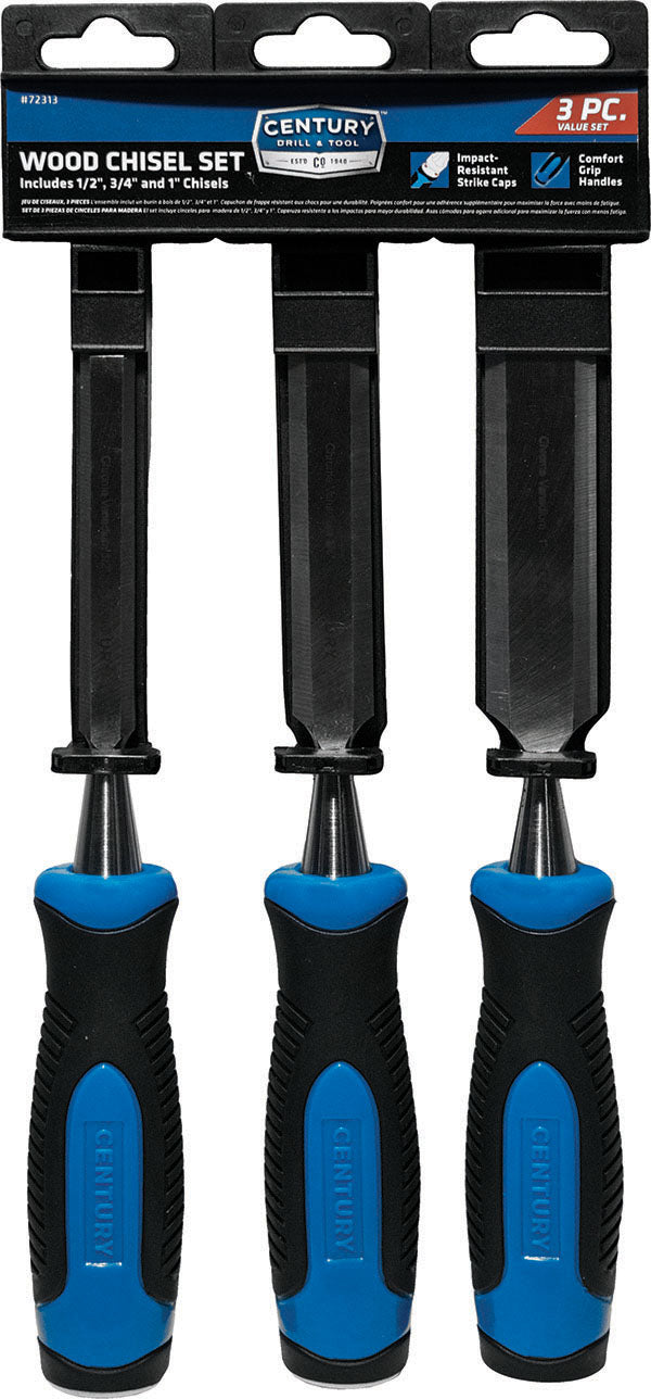 Century Drill & Tool 72313 Professional Wood Chisel Set, 3 Piece