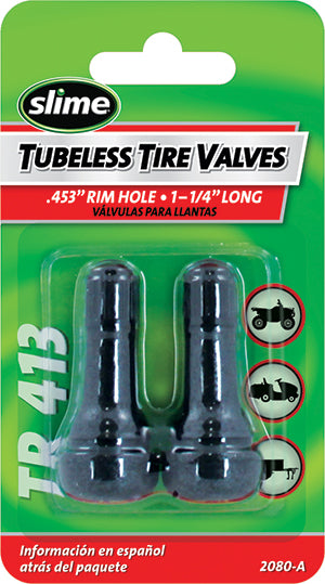 Slime 2080-A Tubeless Tire Valve, Rubber Pair Black