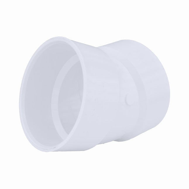 3-in x 3-in x 22-1/2 Degree PVC DWV Hub Elbow for Sanitary Drain, Waste, and Vent Applications