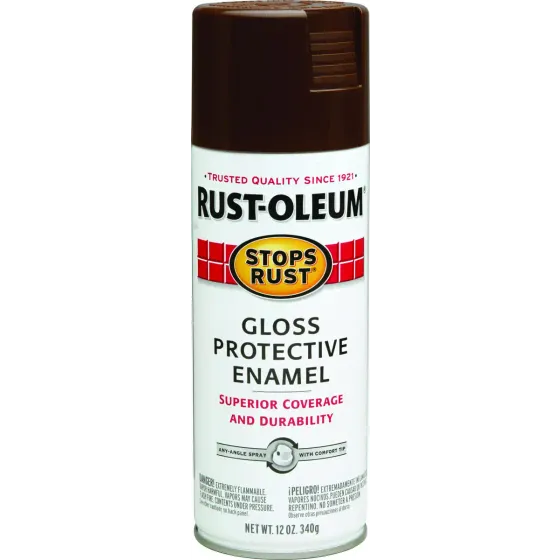 Rust-Oleum 7775830 Stops Rust Leather Brown Gloss Protective Spray Enamel 12 Ounce