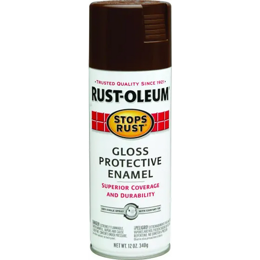 Rust-Oleum 7775830 Stops Rust Leather Brown Gloss Protective Spray Enamel 12 Ounce