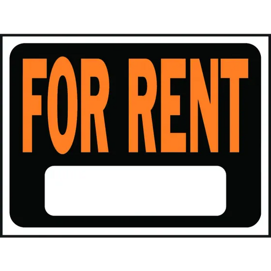 Hy Ko 3005 Hy Glo 9"X12" Plastic For Rent Sign
