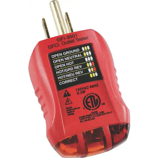 GB GFI-3501 Ground Fault Receptacle And Standard Outlet Tester