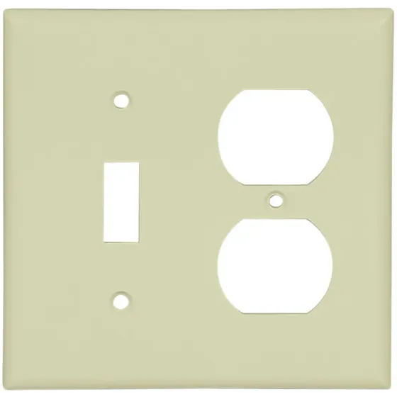 Eaton Wiring Devices 2138V-BOX Combination Duplex Receptacle & Toggle Switch Wall Plate Ivory