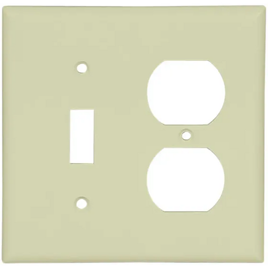 Eaton Wiring Devices 2138V-BOX Combination Duplex Receptacle & Toggle Switch Wall Plate Ivory