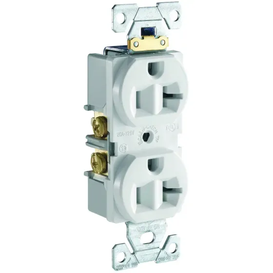 Eaton Wiring Devices CR20W White Grounded Duplex Receptacle 20 Amp