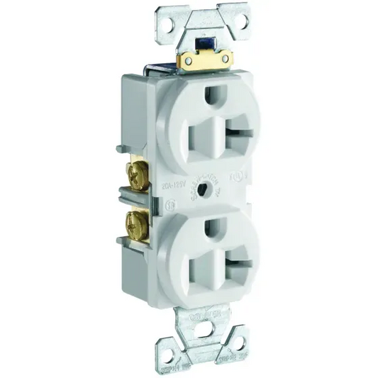 Eaton Wiring Devices CR20W White Grounded Duplex Receptacle 20 Amp