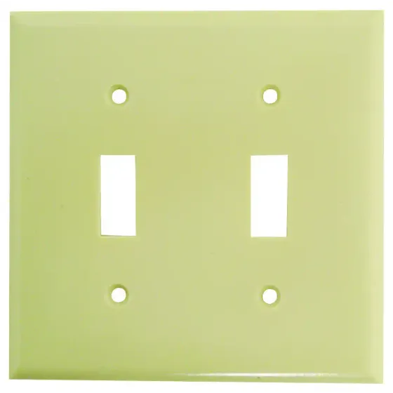 Eaton Wiring Devices 2139V-BOX Wallplate, 4-1/2 in L, 4-9/16 in W, 2 -Gang, Thermoset, Ivory, High-Gloss