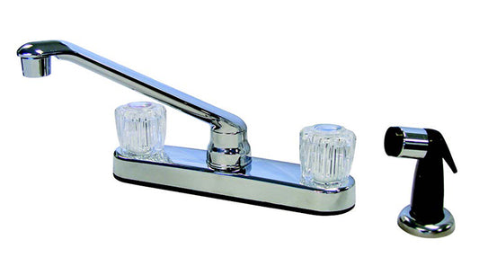 Homewerks 8238CP Kitchen Faucet Two Handle Chrome Side Sprayer Included Chrome