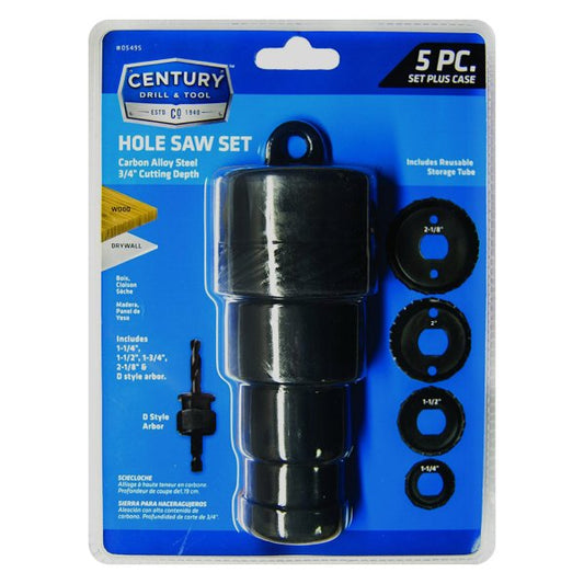 Century Drill & Tool® 05495 - 5-Piece Carbon Alloy Hole Saw Kit