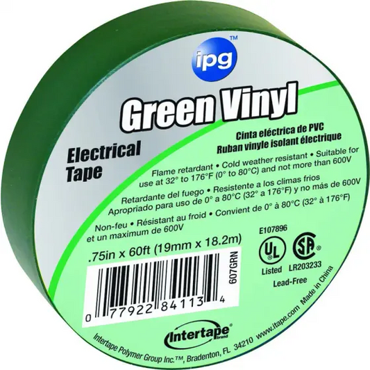 IPG 85827 Green Electrical Tape 3/4"X60' Pvc Backing