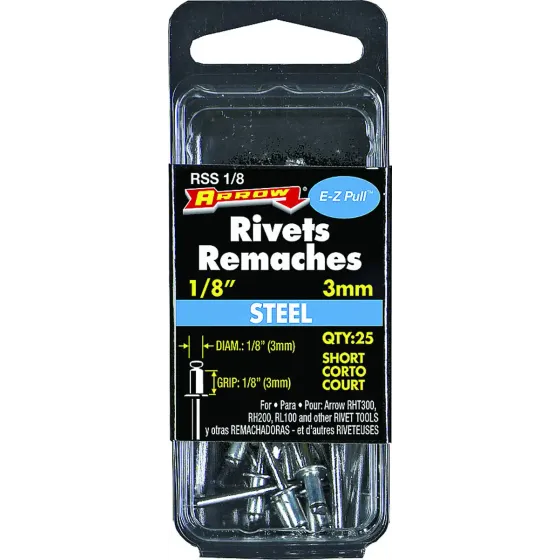 Arrow RSS 1/8 1/8 By 1/8 Inch Short Steel Rivet