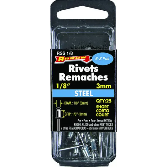 Arrow RSS 1/8 1/8 By 1/8 Inch Short Steel Rivet