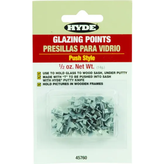 Hyde 45760 Glazier Points Push In T Style