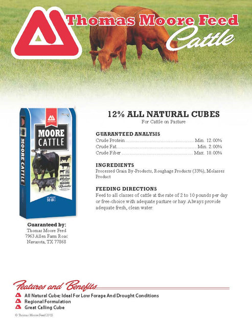 12% CATTLE CUBE 50# - THOMAS MOORE FEED – Steglich Feed & Farm Supply