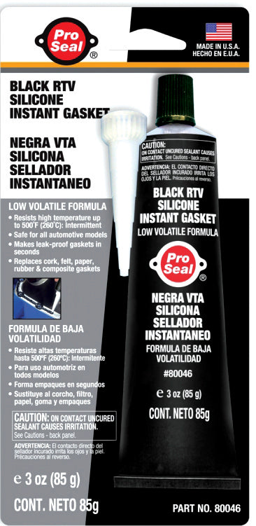 BLACK Silicone RTV Pro Seal 3 oz. Instant Gasket N80046