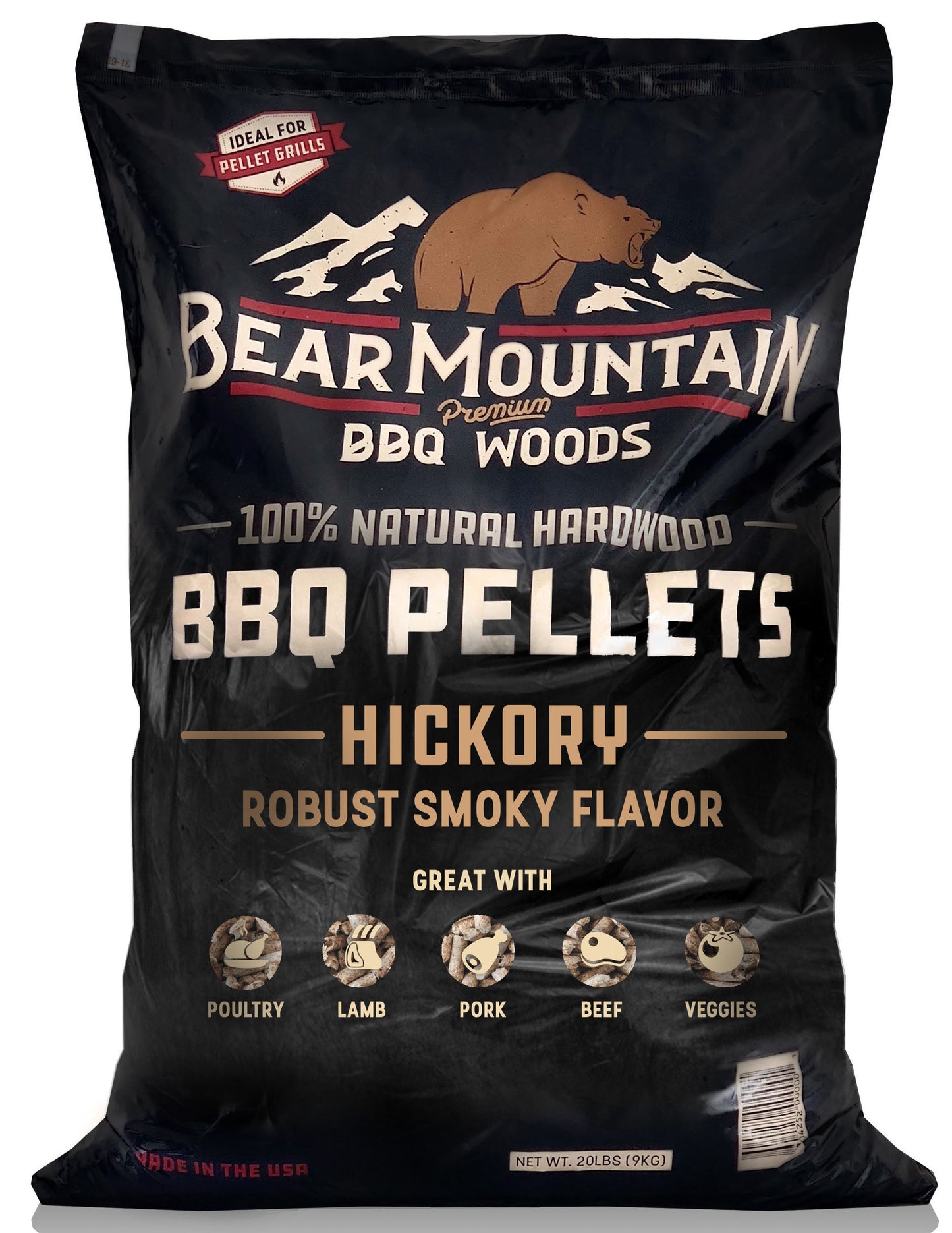 Bear Mountain Premium All Natural Low Moisture BBQ Smoker Pellets - 20 Pound Bag