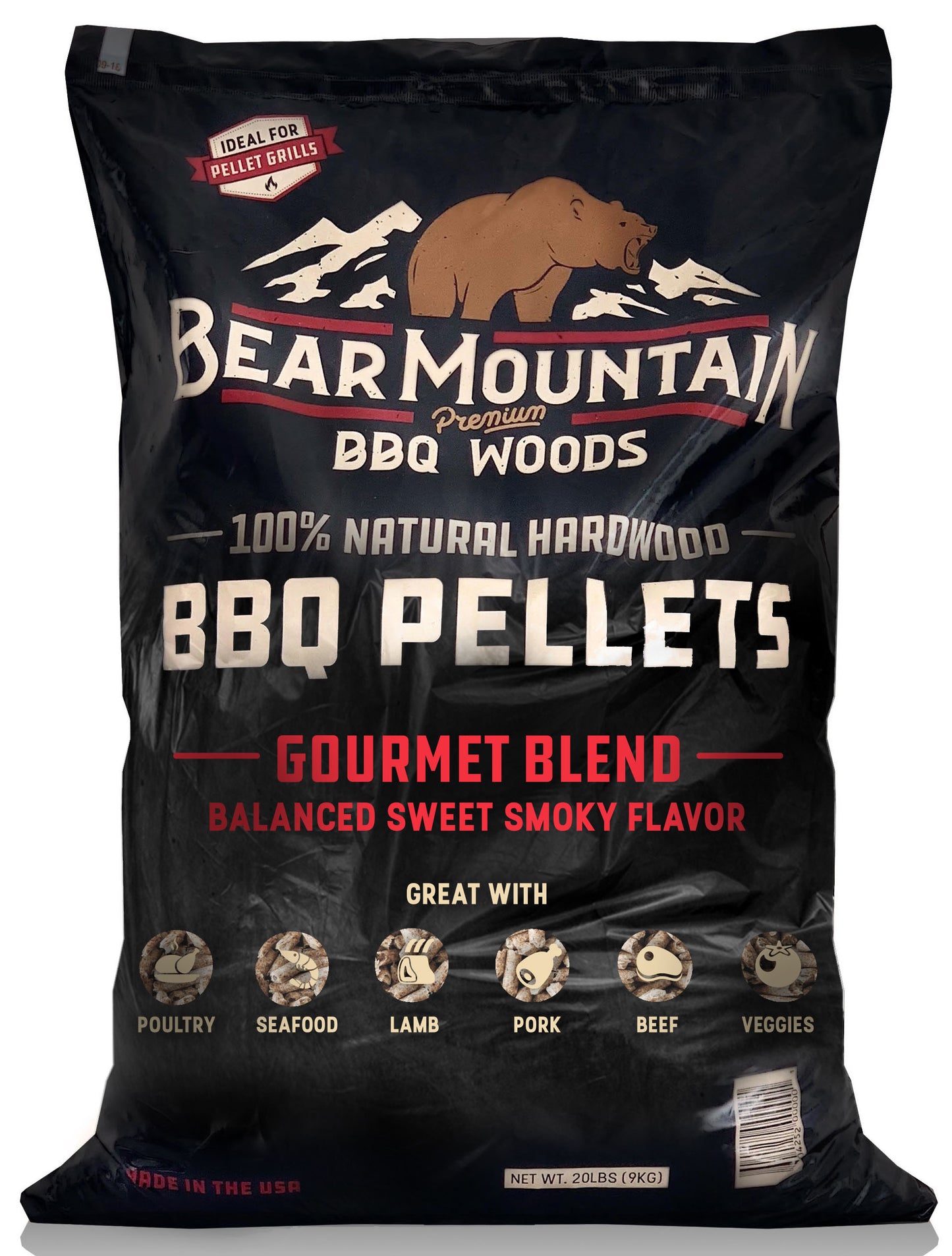 Bear Mountain Premium All Natural Low Moisture BBQ Smoker Pellets - 20 Pound Bag