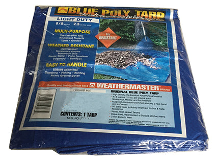 Light-Duty High Density Tarp, Polyethylene Tarp, Blue Tarp Top, 2 ft Grommet Spacing