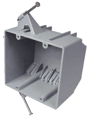 Cantex EZ32DN Switch/Outlet Box, 2-Gang, Depth: 3-5/8", Nail-On, Non-Metallic