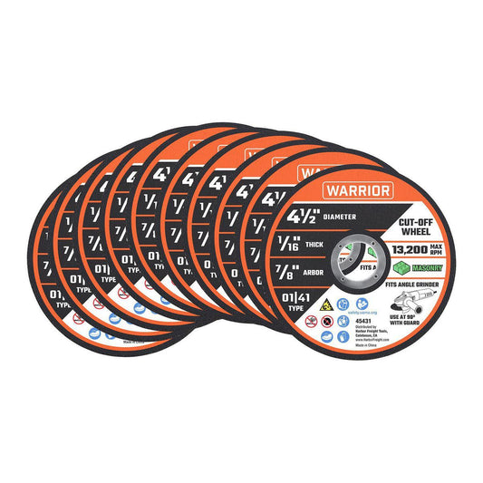 WARRIOR 4-1/2 in. x 1/16 in. x 7/8 in. Type 01/41 Masonry Cut-Off Wheel, 10-Pack