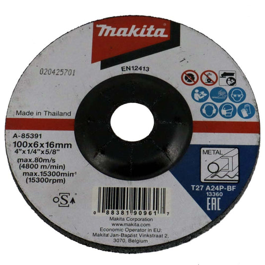 Makita A-85391 Depressed C Wheel 100 x 6 x 16 A24, Multi-Color