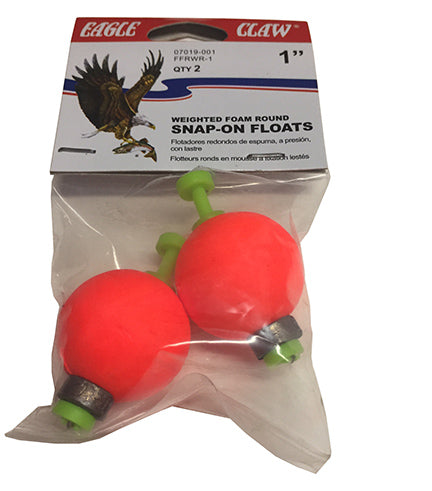 Eagle Claw 1" Round Weighted Foam Snap-On Float