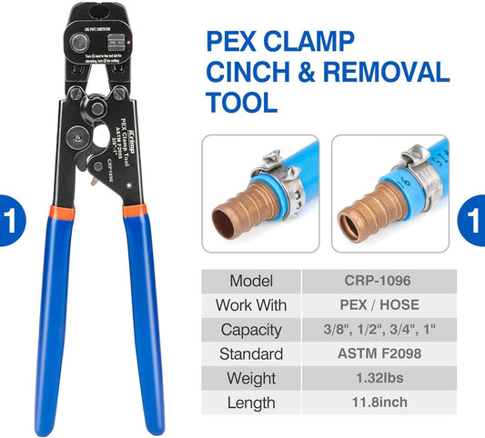 iCrimp PEX Clamp Tool Kit for 3/8-in, 1/2-in, 3/4-in, 1-in PEX Clamp Cinch & Removal