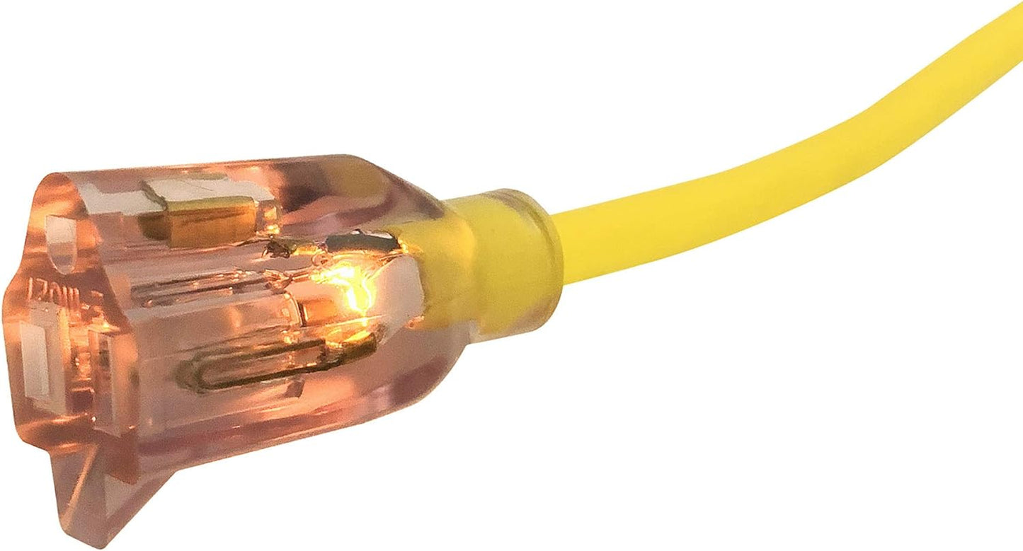 14/3 SJTW Yellow Lighted Extension Cord