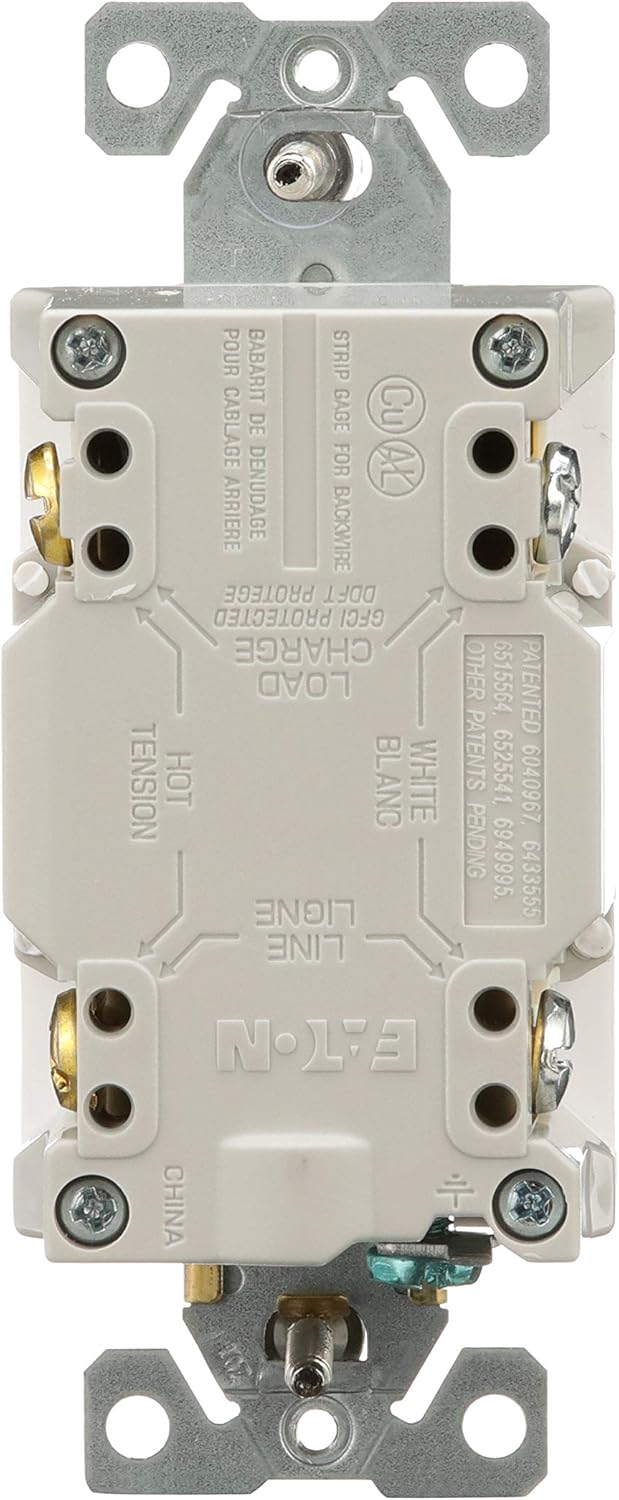 EATON SGF20W Arrow Hart Duplex Gfci Receptacle, 125 Vac, 20 A, 2 Pole, 3 Wire, White