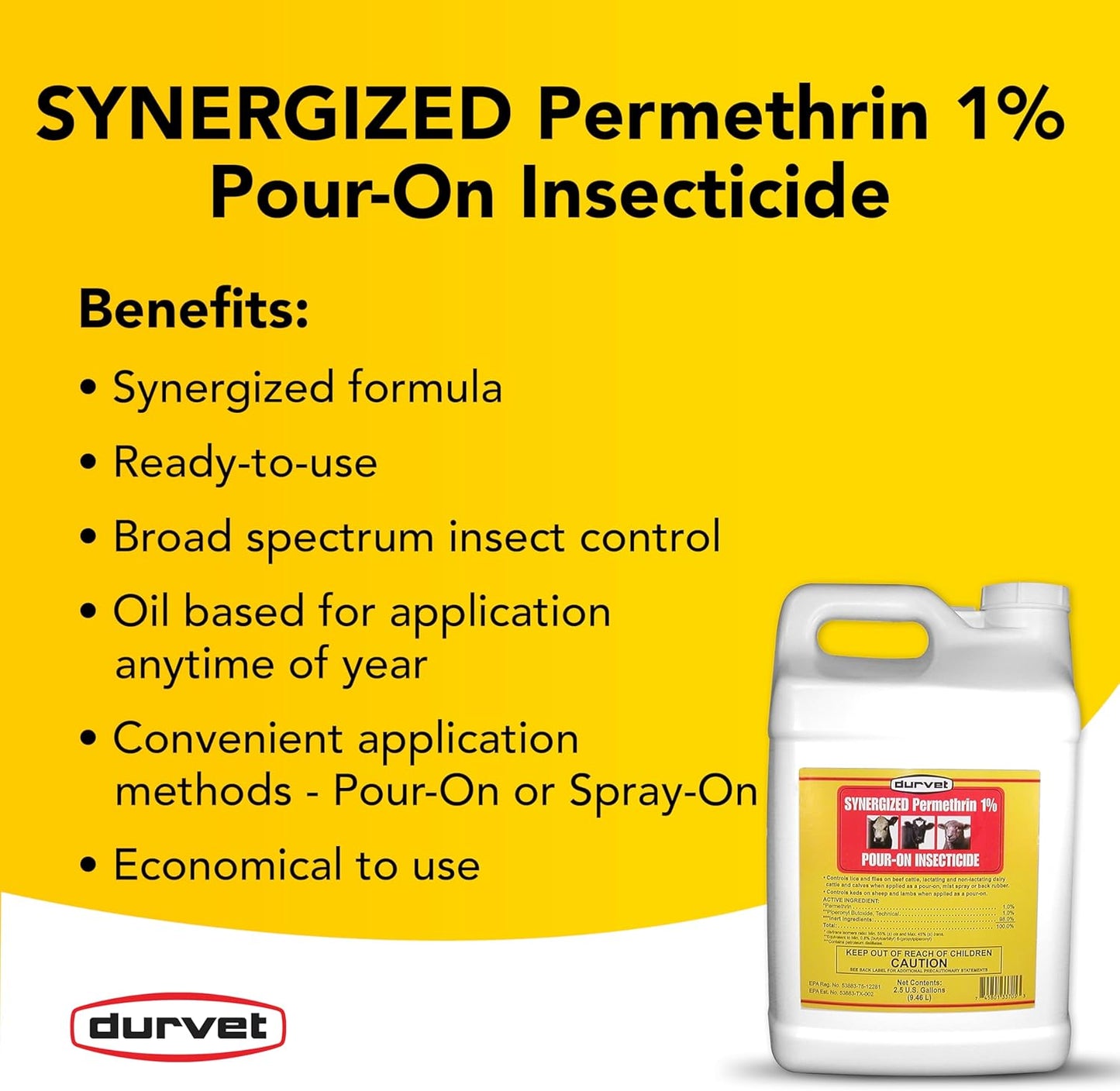 Durvet Fly Synergized Permethrin 1% Pour-On Insecticide