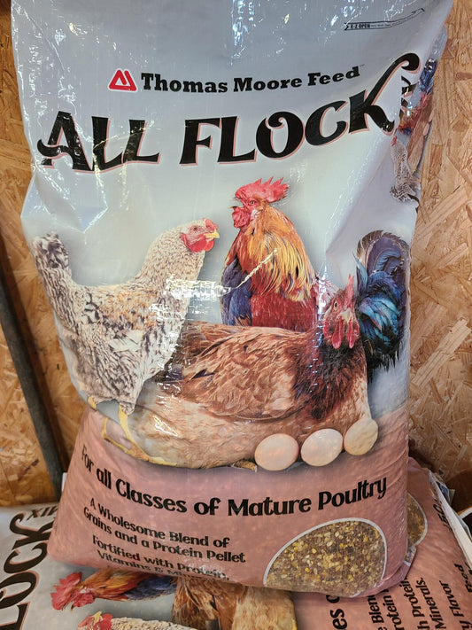 All Flock Grains + Protein Mix Berry Flavored 50# Thomas Moore Feed