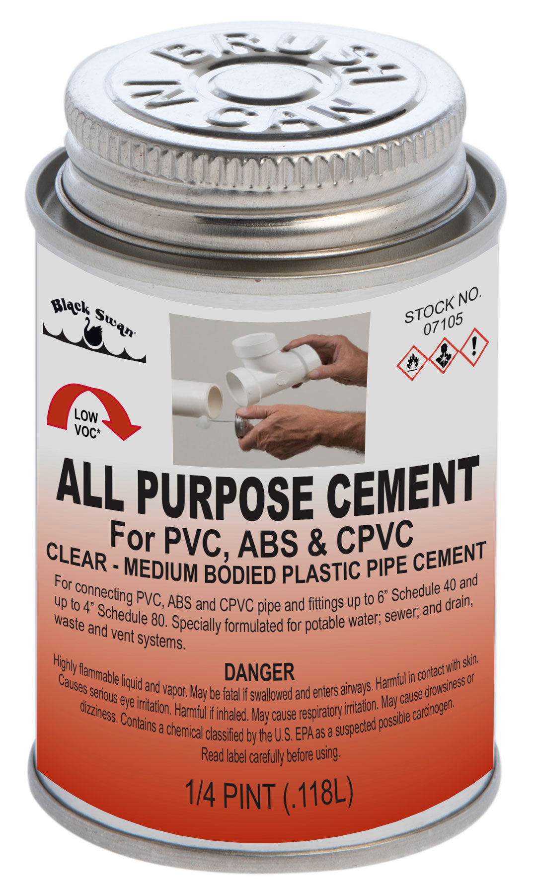 ALL PURPOSE CEMENT BLACK SWAN 1/4PT - CPVC, PVC, ABS