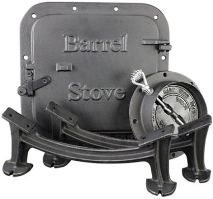 US Stove BK100E/BSK1000 Barrel Stove Kit, Iron, for: 30 or 55 Gallon Barrel Drums, 2-Piece