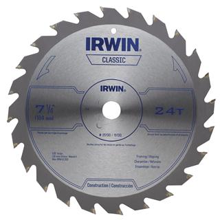 Irwin 25130 Circular Saw Blade 7-1/4 Inch By 5/8 Inch Arbor 24 Teeth Carbide Cutting Edge