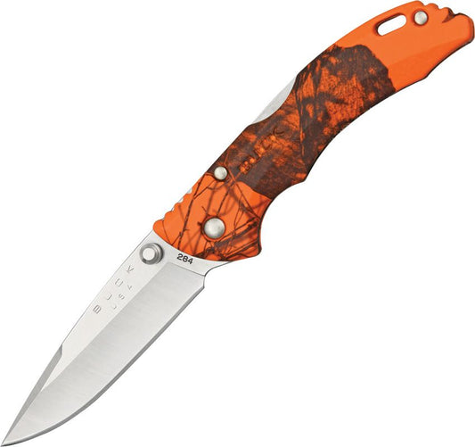Buck 284 Bantam BBW Folding 2-3/4" Plain Satin Blade, Mossy Oak Blaze Handles, Lockback - 3893