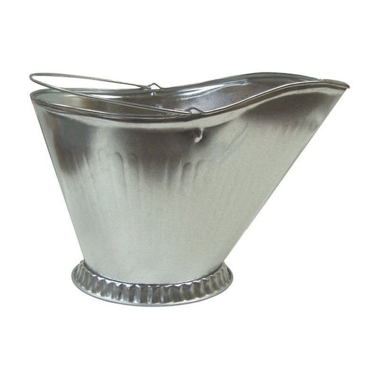 CORRUGATED STEEL GALVANIZED FIREPLACE COAL HOD BUCKET PAIL