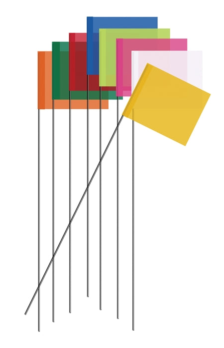 ORANGE WIRE FLAGS 21" STAKE 100 PC BUNDLE