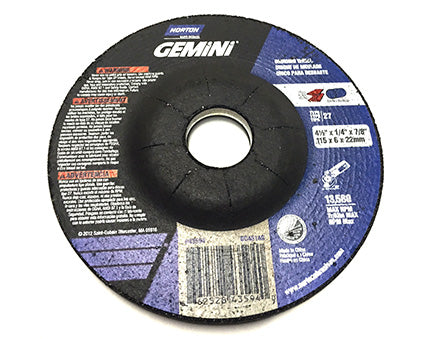 GRINDING WHEEL T-27, 4-1/2"X 1/4"X 7/8" SINGLE
