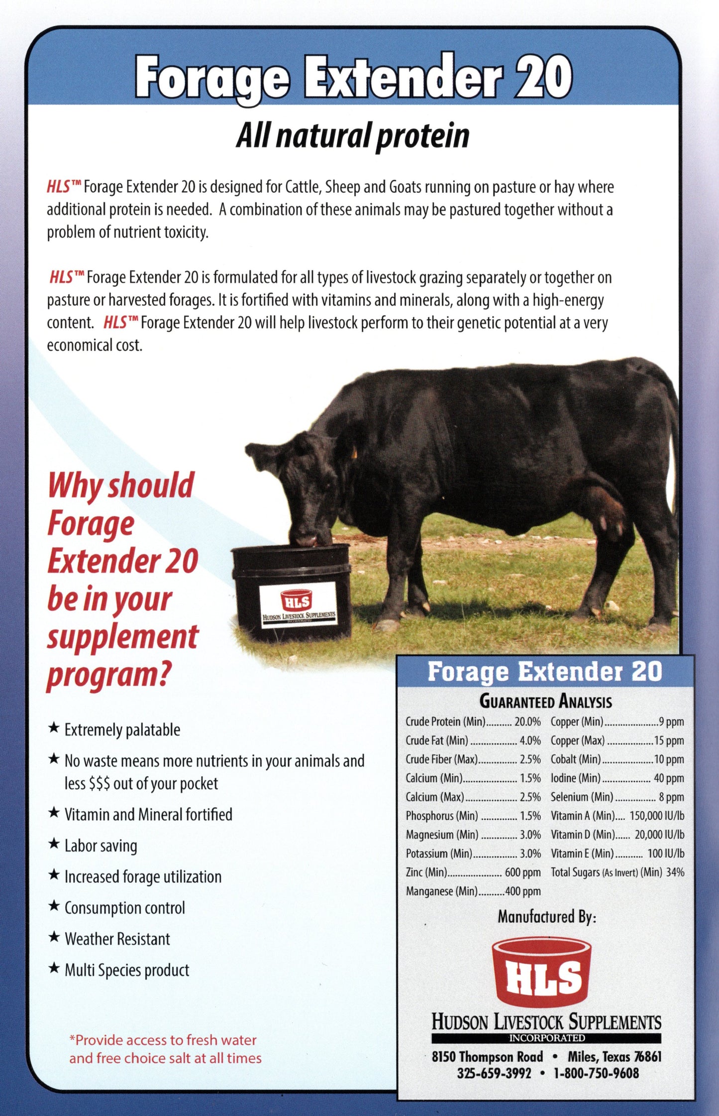 MULTI-SPECIES TUB FORAGE EXTENDER 20% ALL NATURAL 225# - HLS