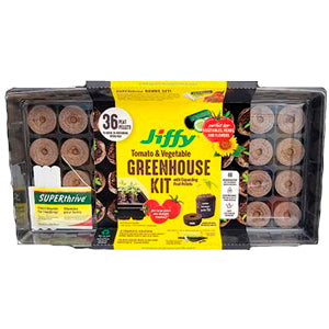 JIFFY TOMATO & VEGETABLE GREENHOUSE KIT +SUPERTHRIVE 36CT