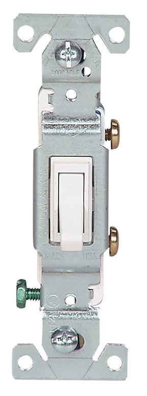 Eaton Wiring Devices 1301-7W Toggle Switch Quiet 1 Pole Framed Grounding White